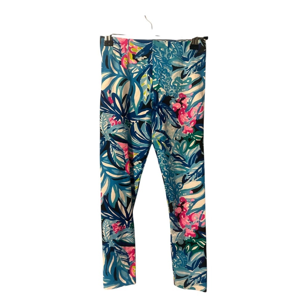 Lilly‎ Pulitizer Girls Blue/Pink Tropical Print Leggings, Medium